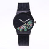 Women Black Flower Watches
