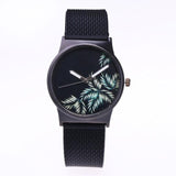 Women Black Flower Watches